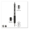uniball Signo 207 Gel Pen, Retractable, Medium 0.7 mm, Black Ink, Translucent Black Barrel, 4/Pack