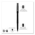 uniball Roller Ball Pen, Stick, Micro 0.5 mm, Green Ink, Black Matte Barrel, Dozen
