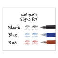 uniball Signo Gel Pen, Retractable, Medium 0.7 mm, Blue Ink, Blue/Metallic Accents Barrel, Dozen