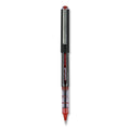 uniball VISION Roller Ball Pen, Stick, Micro 0.5 mm, Red Ink, Gray/Red Barrel, Dozen