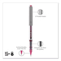 uniball VISION Roller Ball Pen, Stick, Fine 0.7 mm, Passion Pink Ink, Gray Barrel, Dozen