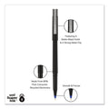 uniball Roller Ball Pen, Stick, Micro 0.5 mm, Blue Ink, Black Matte Barrel, Dozen