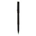 uniball Roller Ball Pen, Stick, Fine 0.7 mm, Green Ink, Black Matte Barrel, Dozen