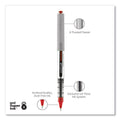 uniball VISION Roller Ball Pen, Stick, Fine 0.7 mm, Red Ink, Gray/Red Barrel, Dozen
