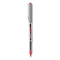 uniball VISION Roller Ball Pen, Stick, Fine 0.7 mm, Red Ink, Gray/Red Barrel, Dozen