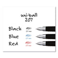 uniball Signo 207 Gel Pen, Retractable, Micro 0.5 mm, Black Ink, Smoke/Black Barrel, Dozen