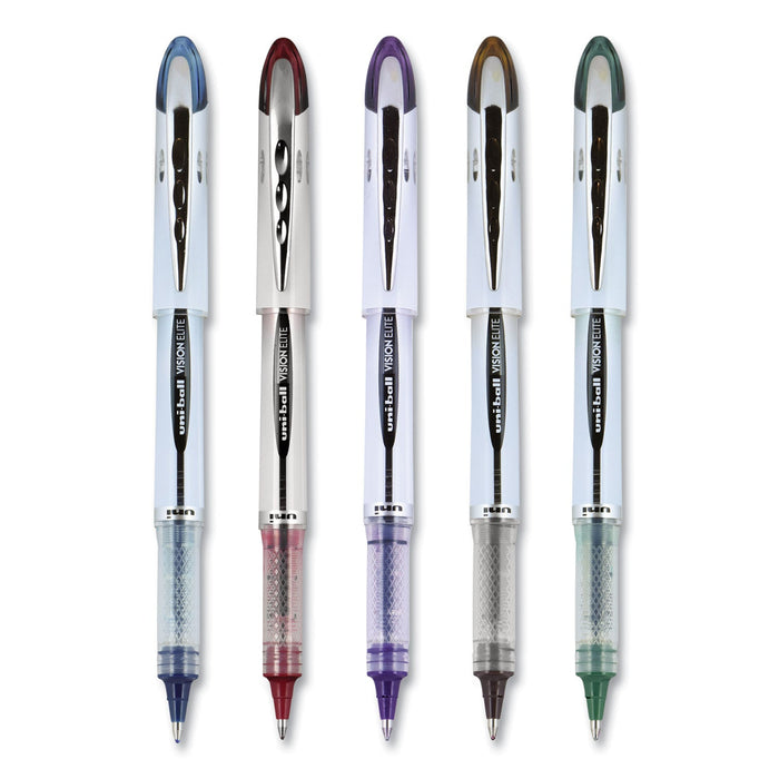 uniball VISION ELITE BLX Series Roller Ball Pen, Stick, Bold 0.8 mm, Assorted Ink and Barrel Colors, 5/Pack