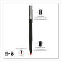uniball Roller Ball Pen, Stick, Fine 0.7 mm, Red Ink, Black Matte Barrel, Dozen