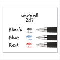 uniball Signo 207 Gel Pen, Retractable, Bold 1 mm, Blue Ink, Black/Blue Barrel, Dozen