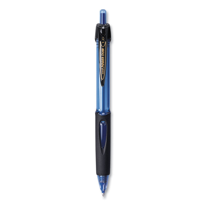 uniball Power Tank RT Ballpoint Pen, Retractable, Bold 1 mm, Blue Ink, Translucent Blue Barrel, Dozen