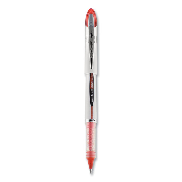 uniball VISION ELITE Roller Ball Pen, Stick, Bold 0.8 mm, Red Ink, White/Red Barrel