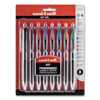 uniball Signo 207 Gel Pen, Retractable, Medium 0.7 mm, Assorted Ink Colors, Black Barrel, 8/Pack