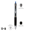 uniball Signo 207 Gel Pen, Retractable, Micro 0.5 mm, Blue Ink, Smoke/Black/Blue Barrel, Dozen