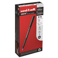 uniball ONYX Roller Ball Pen, Stick, Fine 0.7 mm, Blue Ink, Black Matte Barrel, Dozen