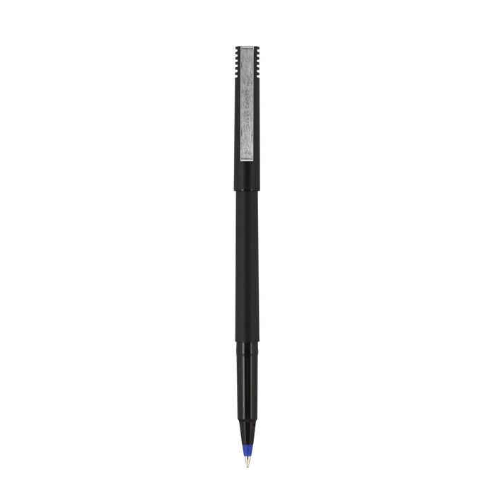 uniball Roller Ball Pen, Stick, Micro 0.5 mm, Black Ink, Black Matte Barrel, 36/Pack