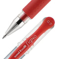 uniball Signo GRIP Gel Pen, Stick, Medium 0.7 mm, Red Ink, Silver/Red Barrel, Dozen