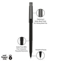 uniball Roller Ball Pen, Stick, Fine 0.7 mm, Black Ink, Black Matte Barrel, Dozen