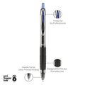 uniball Signo 207 Needle Point Gel Pen, Retractable, Medium 0.7 mm, Blue Ink, Black Barrel, Dozen