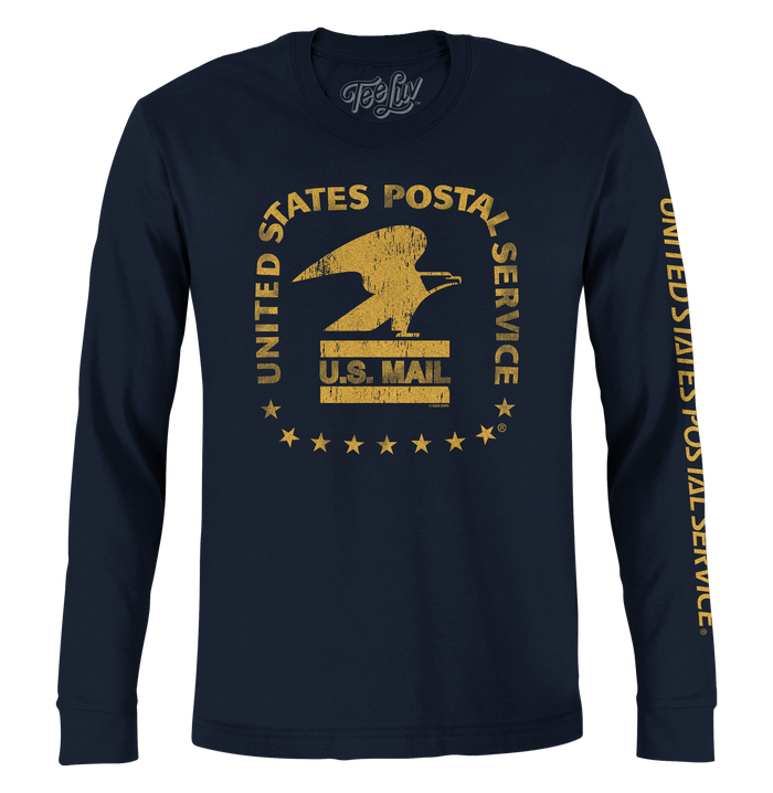 United States Postal Service Eagle Logo Long Sleeve T-Shirt - Navy Blue by Tee Luv