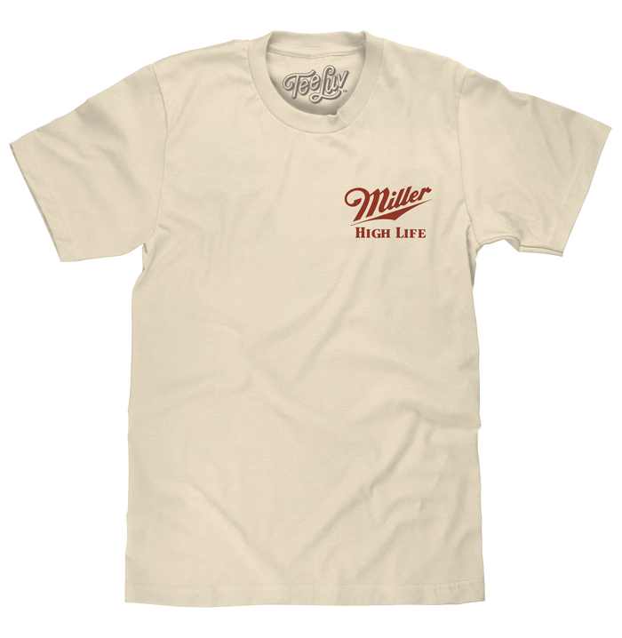 Miller High Life The Champagne of Beers Double Sided Logo T-Shirt by Tee Luv
