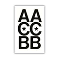 Chartpak Press-On Vinyl Uppercase Letters, Self Adhesive, Black, 3"h, 50/Pack