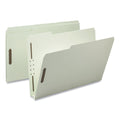 Smead 100% Recycled Pressboard Fastener Folders, Legal Size, 3" Expansion, Gray-Green, 25/Box