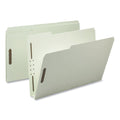 Smead 100% Recycled Pressboard Fastener Folders, Legal Size, 2" Expansion, Gray-Green, 25/Box