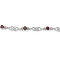 Genuine Red Garnet Diamond Sterling Silver Bracelet by Fine Color Jewels