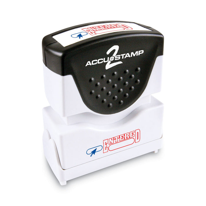 ACCUSTAMP2 Pre-Inked Shutter Stamp, Red/Blue, ENTERED, 1.63 x 0.5