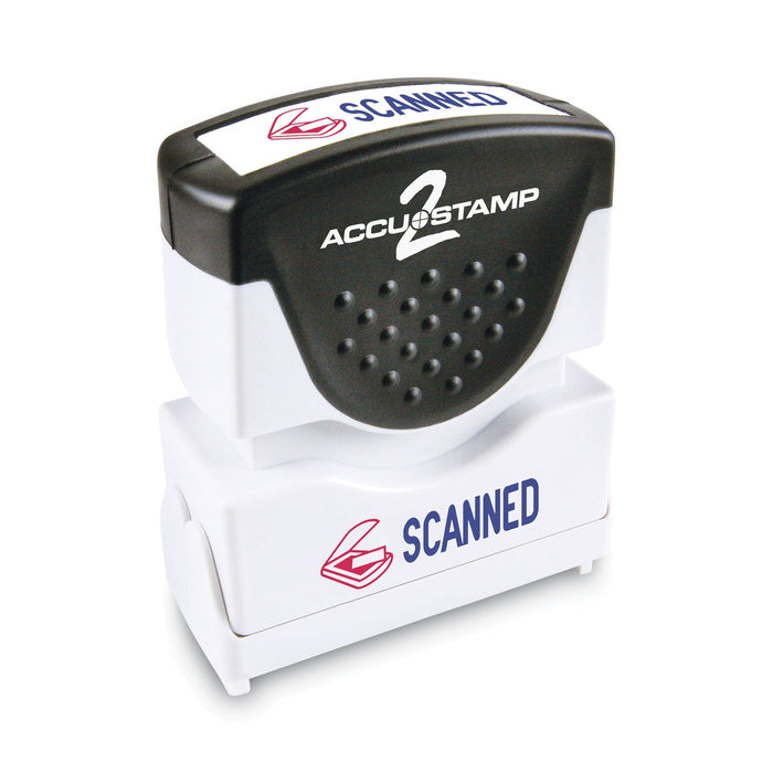 ACCUSTAMP2 Pre-Inked Shutter Stamp, Red/Blue, SCANNED, 1.63 x 0.5