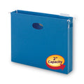 Smead Hanging Pockets with Full-Height Gusset, 1 Section, 2" Capacity, Letter Size, 1/5-Cut Tabs, Sky Blue, 25/Box