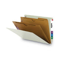 Smead X-Heavy 2-Pocket End Tab Pressboard Classification Folders with SafeSHIELD Fasteners, 2 Dividers, Legal, Gray-Green, 10/Box