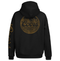 Coors Banquet Beer Double Sided with Sleeve Print Hooded Sweatshirt - Black by Tee Luv