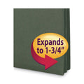 Smead Hanging Pockets with Full-Height Gusset, 1 Section, 1.75" Capacity, Letter Size, Straight Tabs, Standard Green, 25/Box