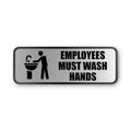 COSCO Brushed Metal Office Sign, Employees Must Wash Hands, 9 x 3, Silver