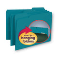Smead Interior File Folders, 1/3-Cut Tabs: Assorted, Letter Size, 0.75" Expansion, Teal, 100/Box