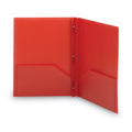Smead Poly Two-Pocket Folder with Fasteners, 180-Sheet Capacity, 11 x 8.5, Red, 25/Box