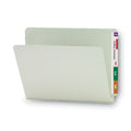 Smead Extra-Heavy Recycled Pressboard End Tab Folders, Straight Tabs, Letter Size, 1" Expansion, Gray-Green, 25/Box
