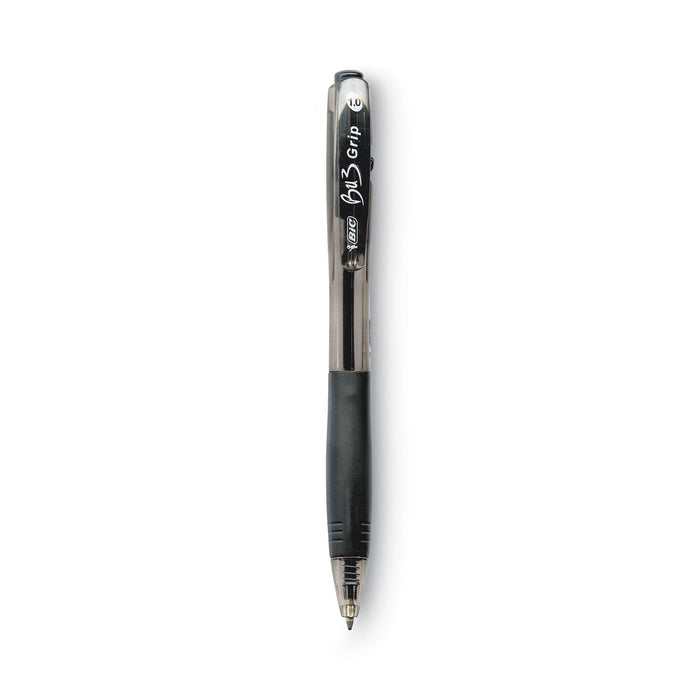 BIC BU3 Ballpoint Pen, Retractable, Bold 1 mm, Black Ink, Black Barrel, Dozen