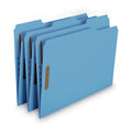 Smead WaterShed CutLess Reinforced Top Tab Fastener Folders, 2 Fasteners, Letter Size, Blue Exterior, 50/Box