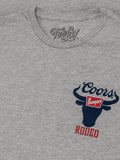 Coors Banquet Beer Rodeo Bull Front and Back Print T-Shirt - Athletic Gray Heather by Tee Luv