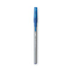 BIC Round Stic Grip Xtra Comfort Ballpoint Pen, Stick, Fine 0.8 mm, Blue Ink, Gray/Blue Barrel, Dozen