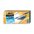 BIC Round Stic Grip Xtra Comfort Ballpoint Pen, Stick, Fine 0.8 mm, Blue Ink, Gray/Blue Barrel, Dozen