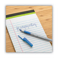 BIC Round Stic Grip Xtra Comfort Ballpoint Pen, Easy-Glide, Stick, Medium 1.2 mm, Blue Ink, Gray/Blue Barrel, Dozen