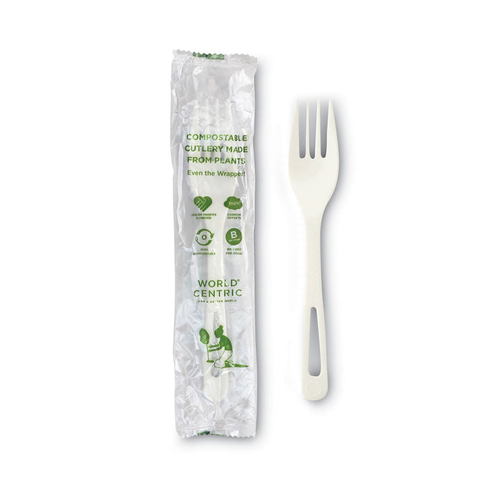 World Centric TPLA Compostable Cutlery, Fork, 6.3", White, 750/Carton