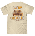 Chevy Chevelle Chevrolet Left Chest Front and Back Print Classic Car T-Shirt - Cream by Tee Luv