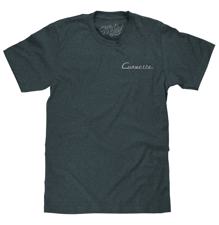 Chevy Corvette C1 Front and Back Print T-Shirt - Navy Heather by Tee Luv