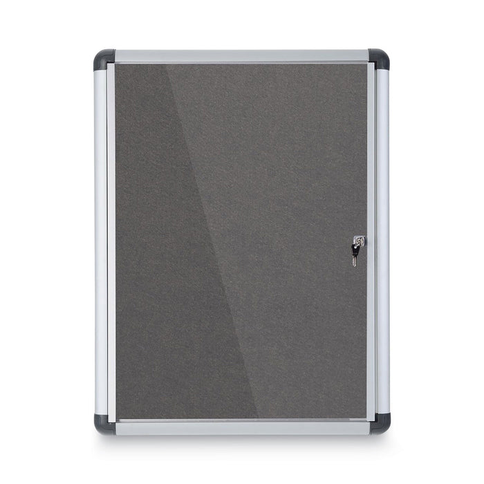 MasterVision Slim-Line Enclosed Fabric Bulletin Board, 28 x 38, Aluminum Case