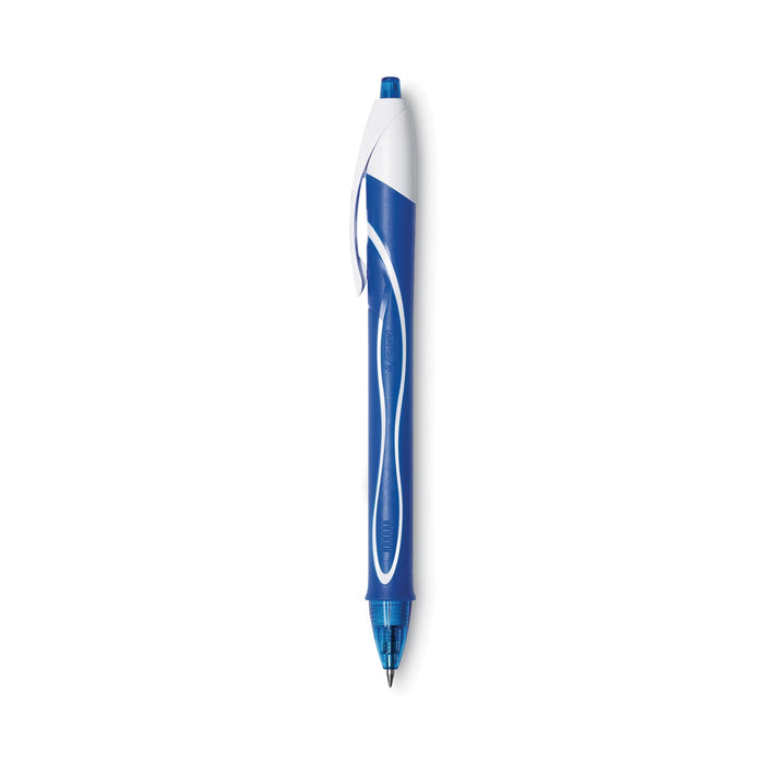 BIC Gel-ocity Quick Dry Gel Pen, Retractable, Fine 0.5 mm, Blue Ink, Blue Barrel, Dozen