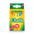 Crayola Chalk, 3" x 0.38" Diameter, 6 Assorted Colors, 12 Sticks/Box